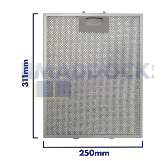 Cooker Hood Metal Grease Filter to fit Bosch Neff Dimensions 250 x 310mm