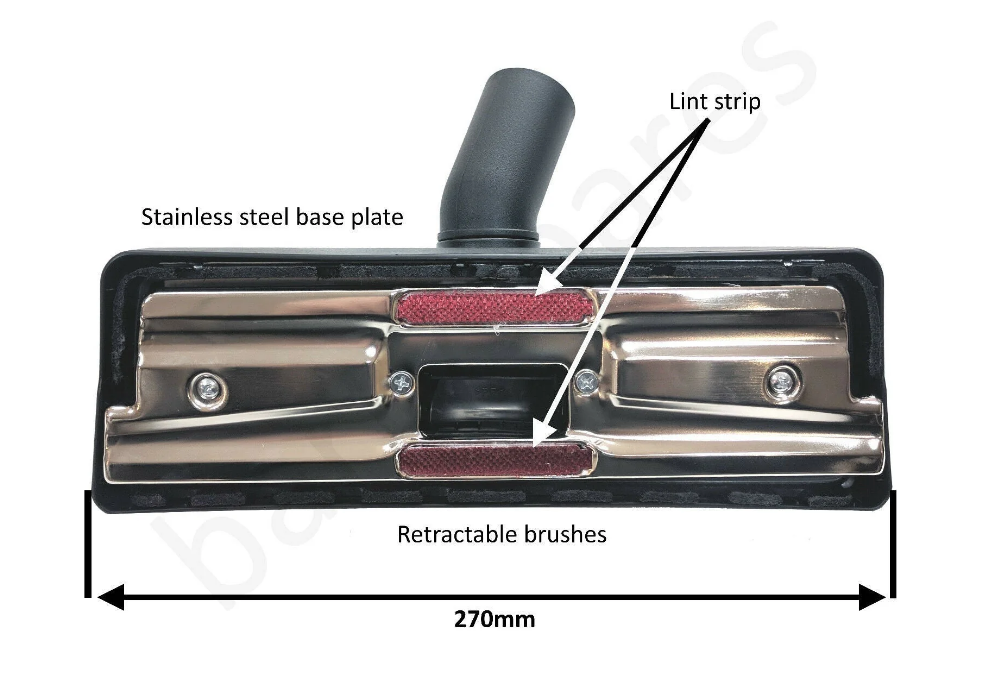 Universal Vacuum Cleaner Black Plastic Floor Nozzle & Tool Accessory Kit with Telescopic Extension Rod Tube (35mm)