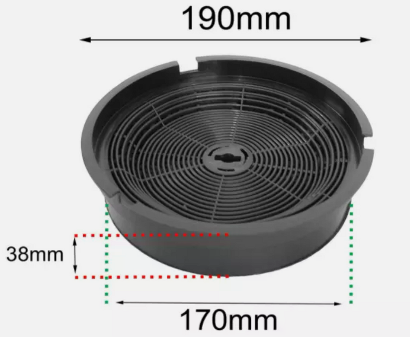 Hood Filter for Myappliances Carbon Charcoal (192mm x 38mm, Pack of 1)  ART00802